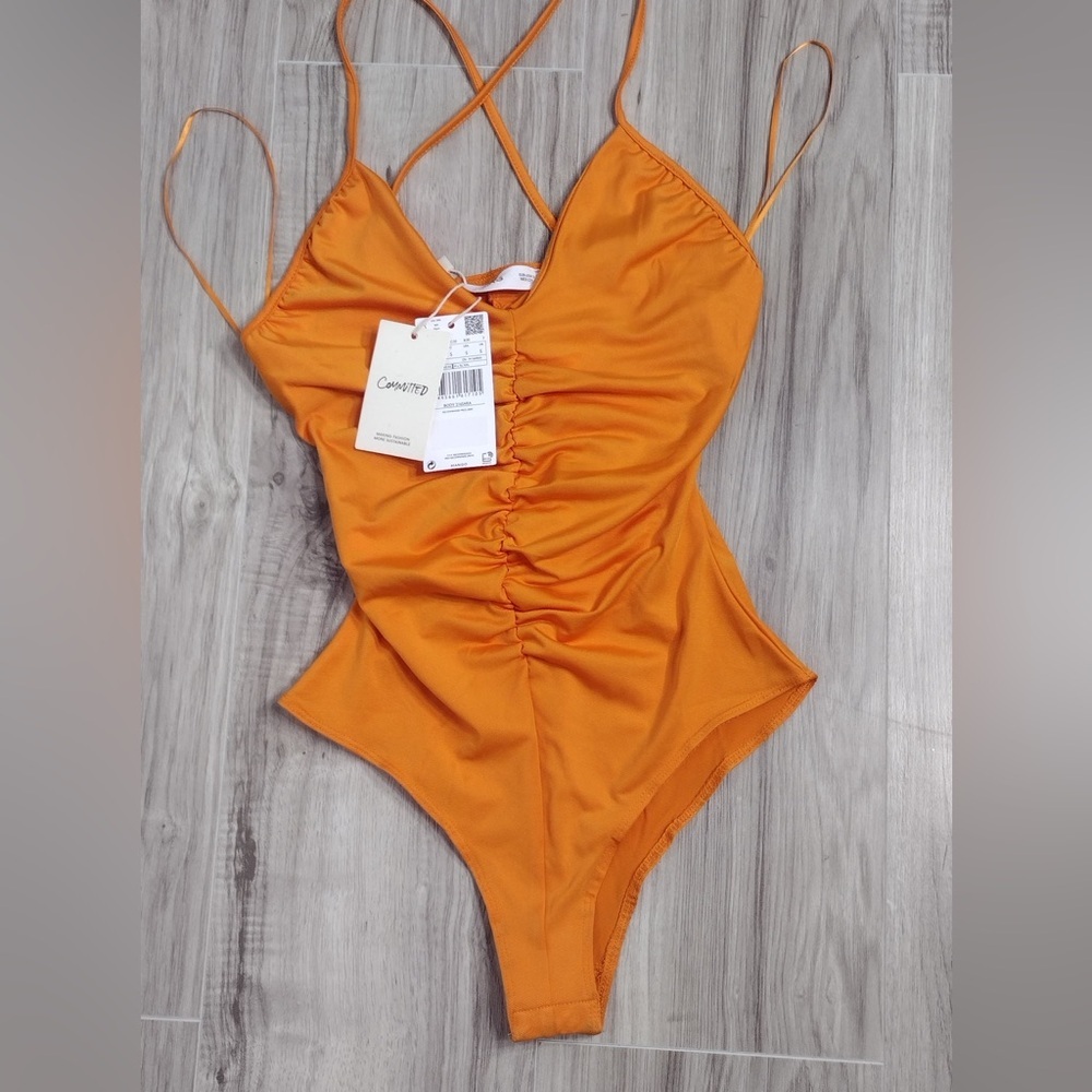 MNG Orange Kids One Piece Swimsuit size S brand new w tags